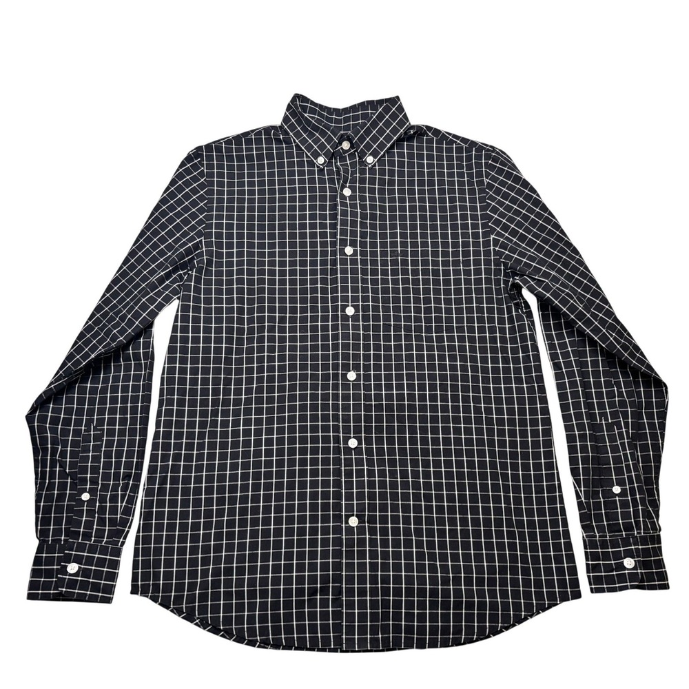 Dockers Button Down Shirt Mens Small Black White Grid Windowpane Long Sleeve